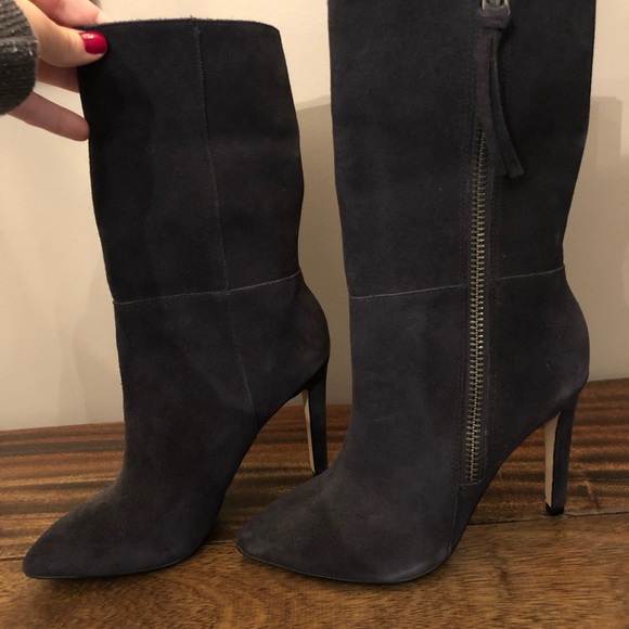 Neiman Marcus Navy Suede stiletto booties - Picture 2 of 3